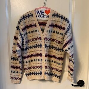 Laura Ashley Cream and Red Patterned Cardigan